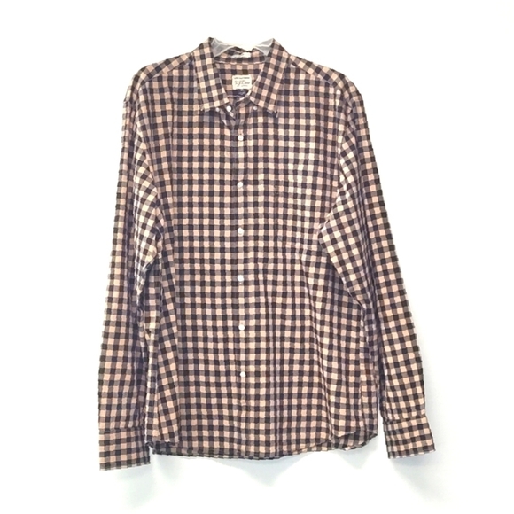 J. Crew shirt slim fit black/tan Siz one: XL - Picture 1 of 5